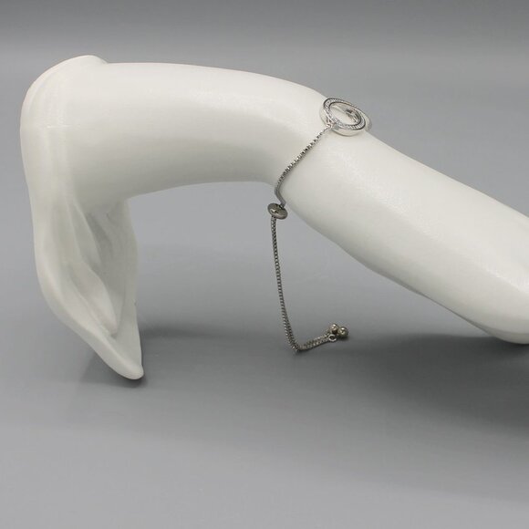 Jewelry bracelet infinity style white gold tone with stones sparkly adjustable - Picture 7 of 8